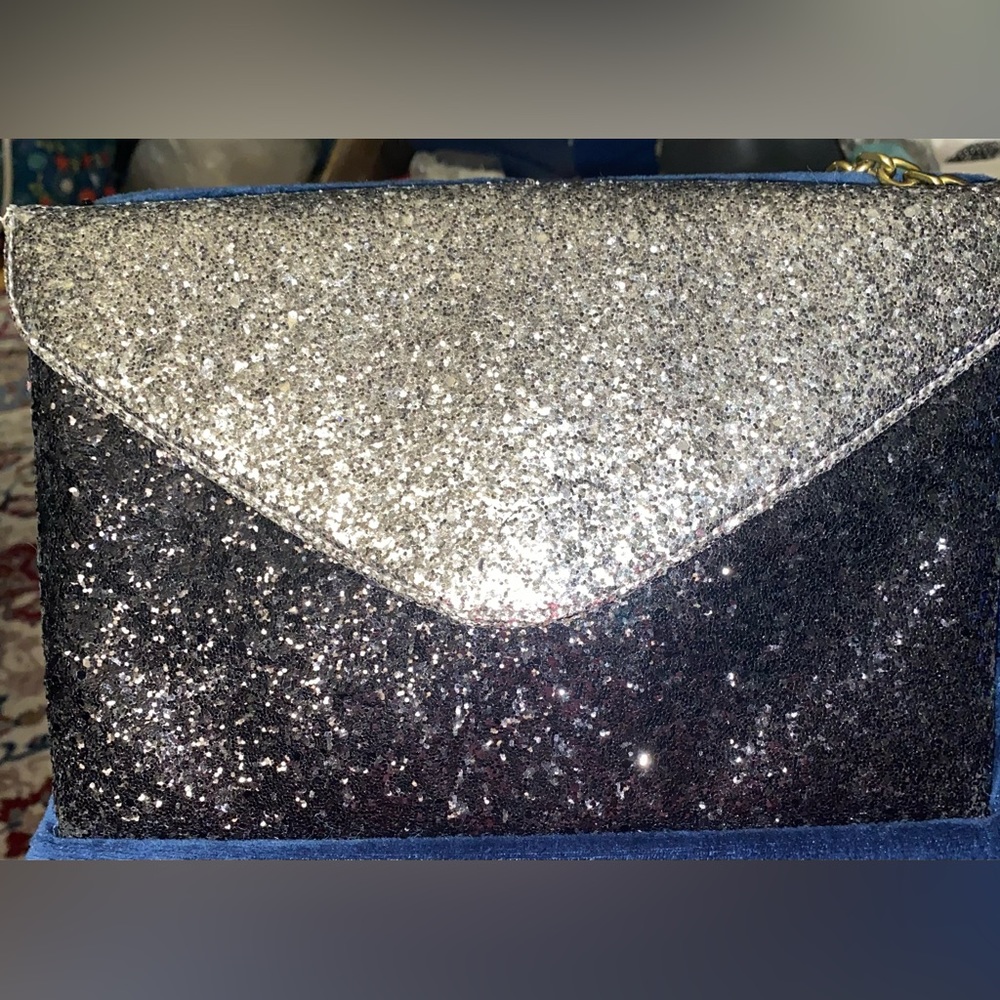 J. Crew two tone glitter handbag.